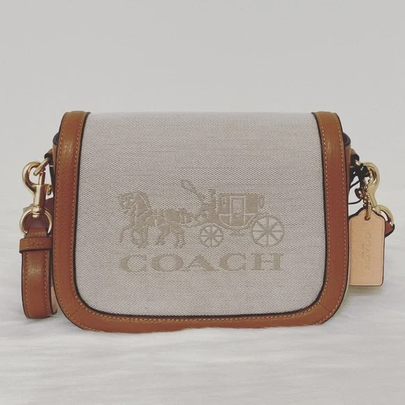 NWT๐Coach Saddle Bag In Colorblock With Horse And Carriage - Picture 1 of 10